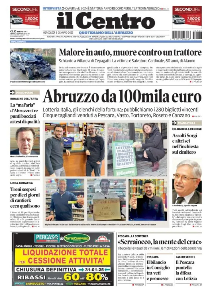 Prima-pagina-il centro-oggi-edizione-del-2025-01-08